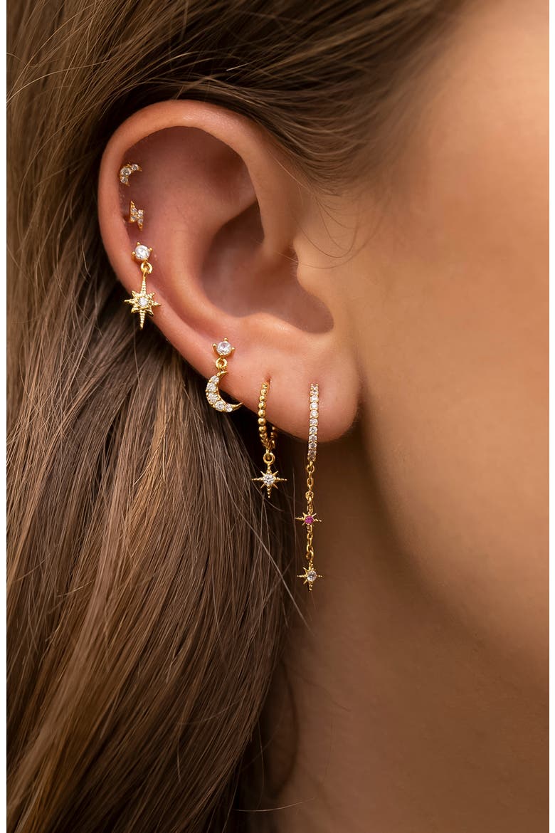 Skyshower Dangle Hoop Earrings, Alternate, color, GOLD