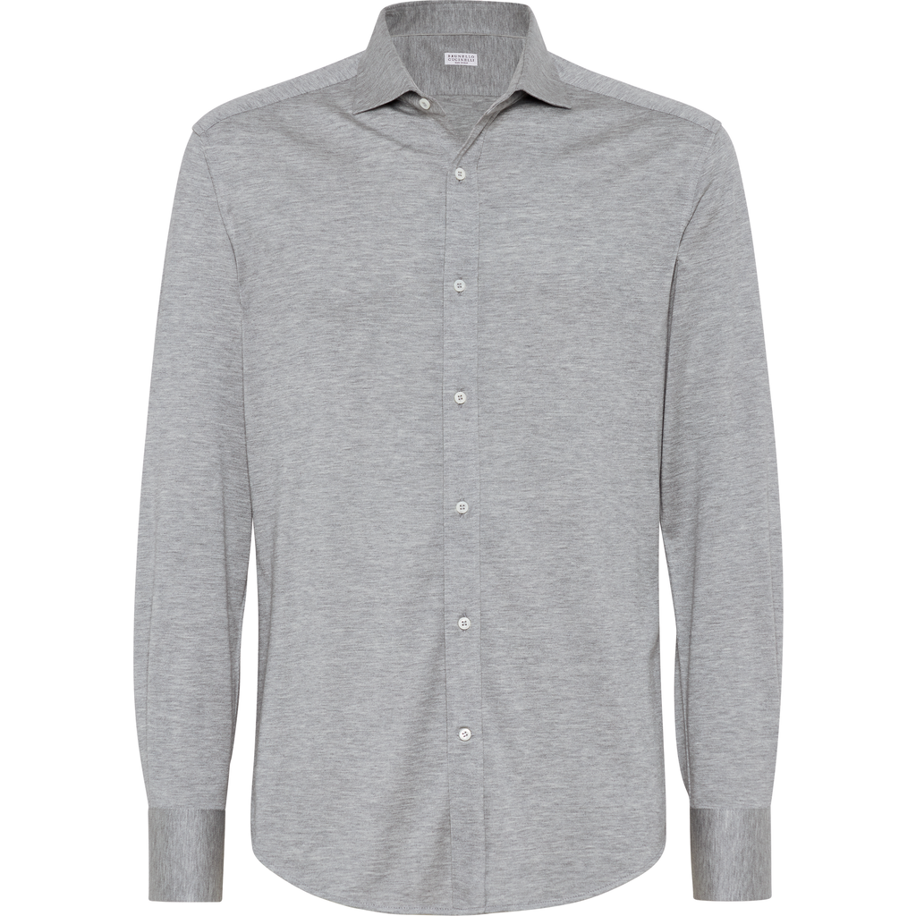 Brunello Cucinelli Silk-cotton Button-up Shirt In Gray