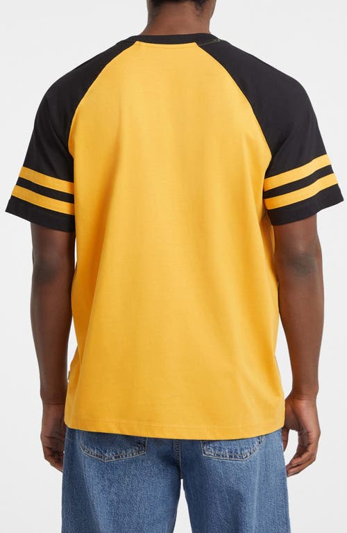 Guess Jeans Raglan Sleeve Graphic T-shirt In Yellow