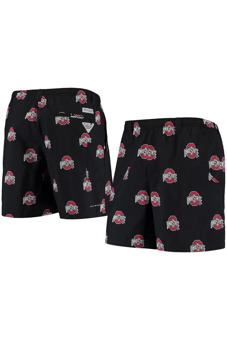 Men's Columbia Black Ohio State Buckeyes PFG Backcast II Omni-Shade Hybrid Shorts, Main, color, Black