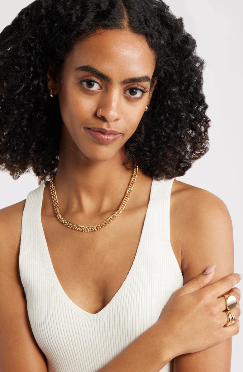 Open Edit Curb Chain Necklace, Alternate, color, Gold
