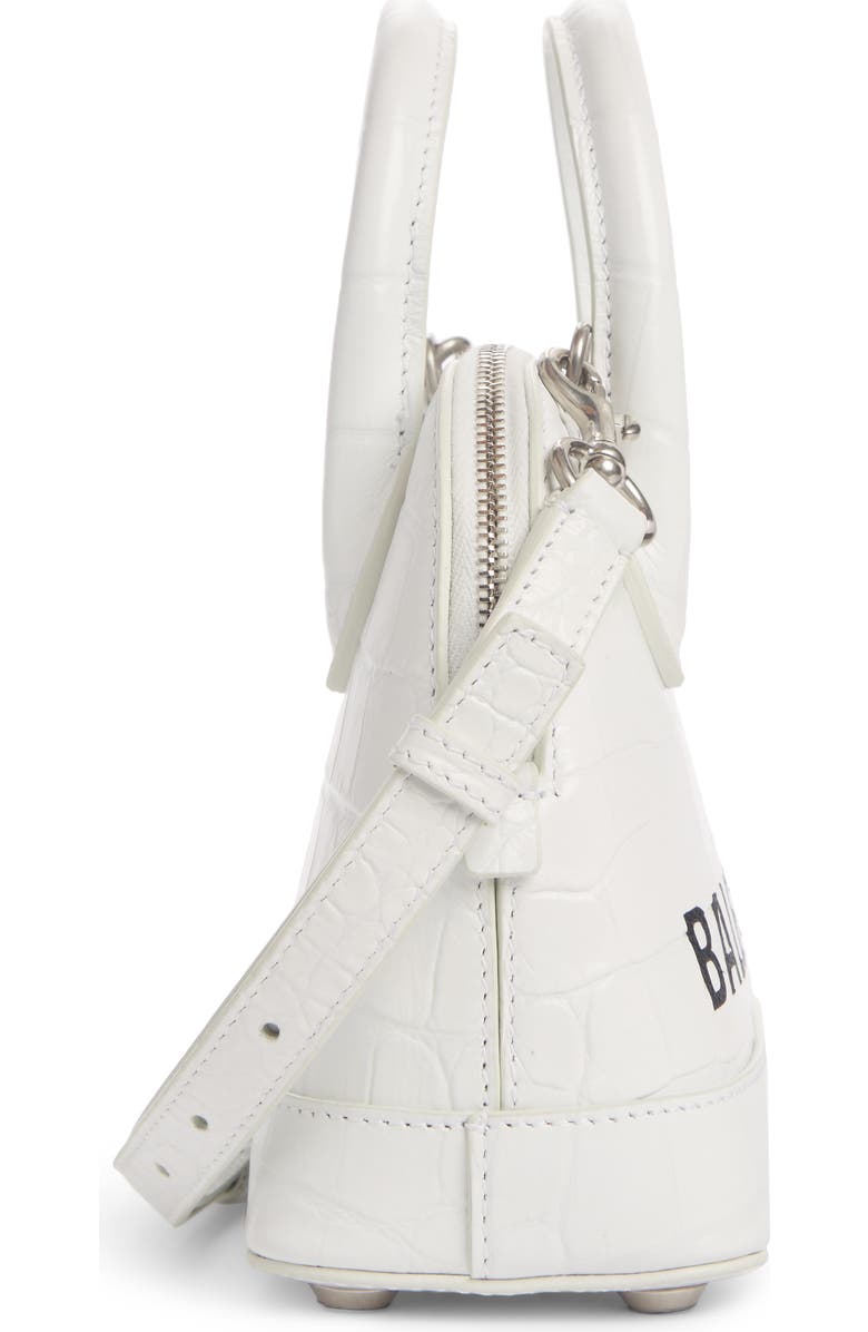 Balenciaga Extra Extra Small Ville Logo Croc-Embossed Leather Crossbody Satchel, Alternate, color,