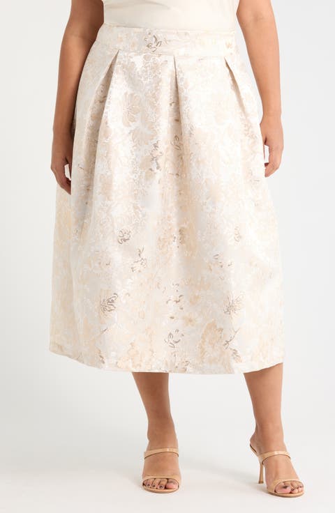 Lola Jacquard Pleated Midi Skirt (Plus)
