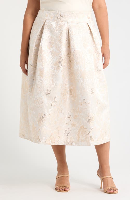 Sugarlips Lola Jacquard Pleated Midi Skirt In Neutral