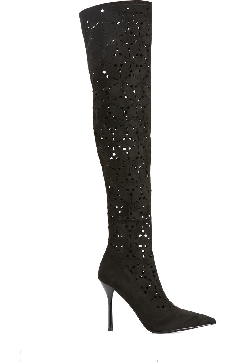 Jeffrey Campbell Adonia Pointed Toe Perforated Over the Knee Boot, Alternate, color,