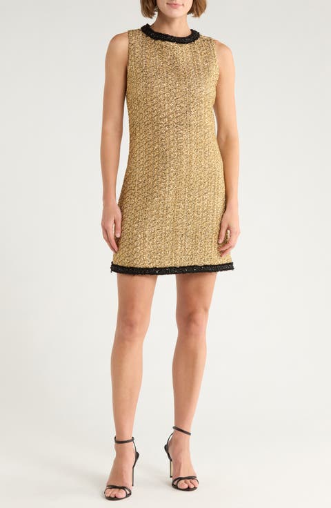 Clyde Embellished Metallic Tweed Shift Dress