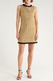 Alice + Olivia Clyde Embellished Metallic Tweed Shift Dress