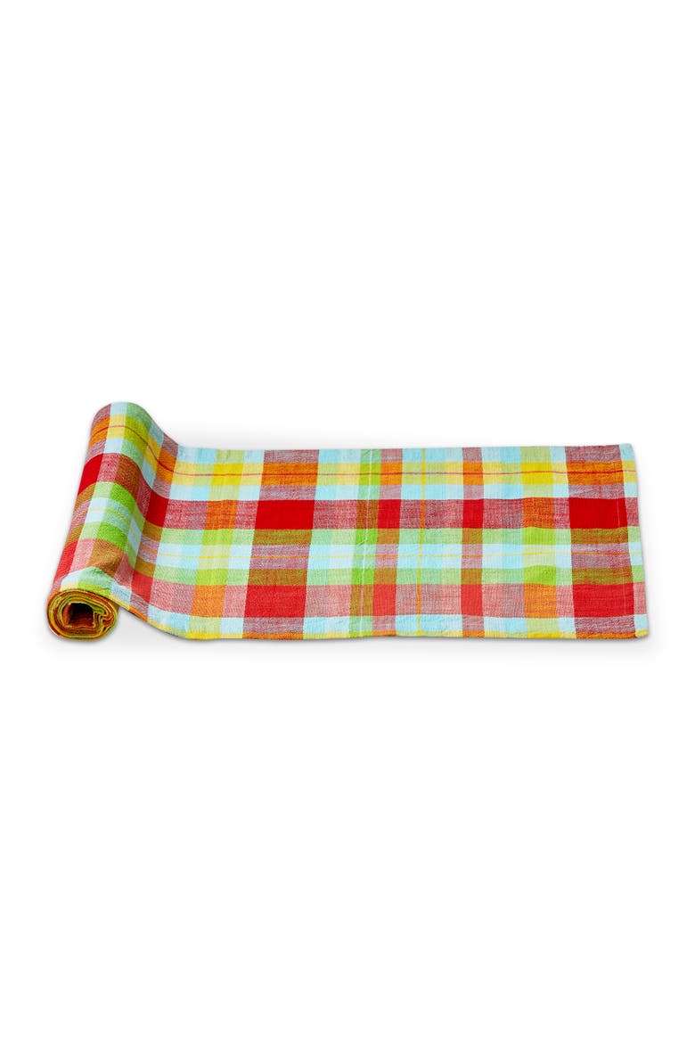 Fresh Pick Plaid Runner Multi Cotton Summer, Main, color, Red