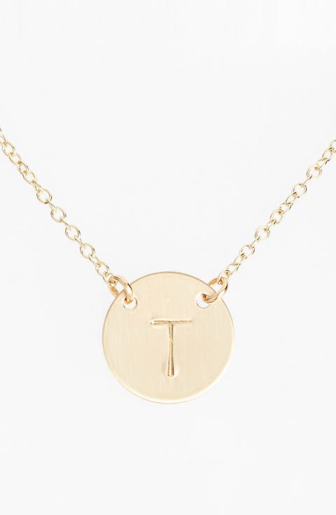14k-Gold Fill Anchored Initial Disc Necklace