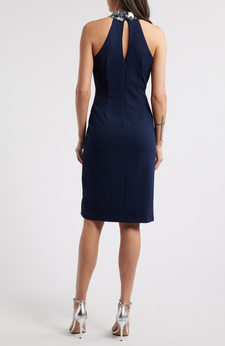 Vince Camuto Pailette Sequin Mock Neck Sheath Dress, Alternate, color,