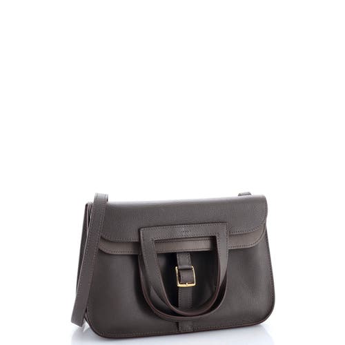 Pre-owned Hermes Hermes Halzan Bag Evercolor 25 In Gray