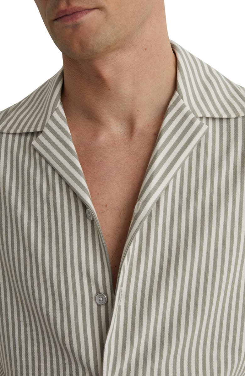 Reiss Aurelia Stripe Cotton Blend Camp Shirt, Alternate, color, Soft Sage Green