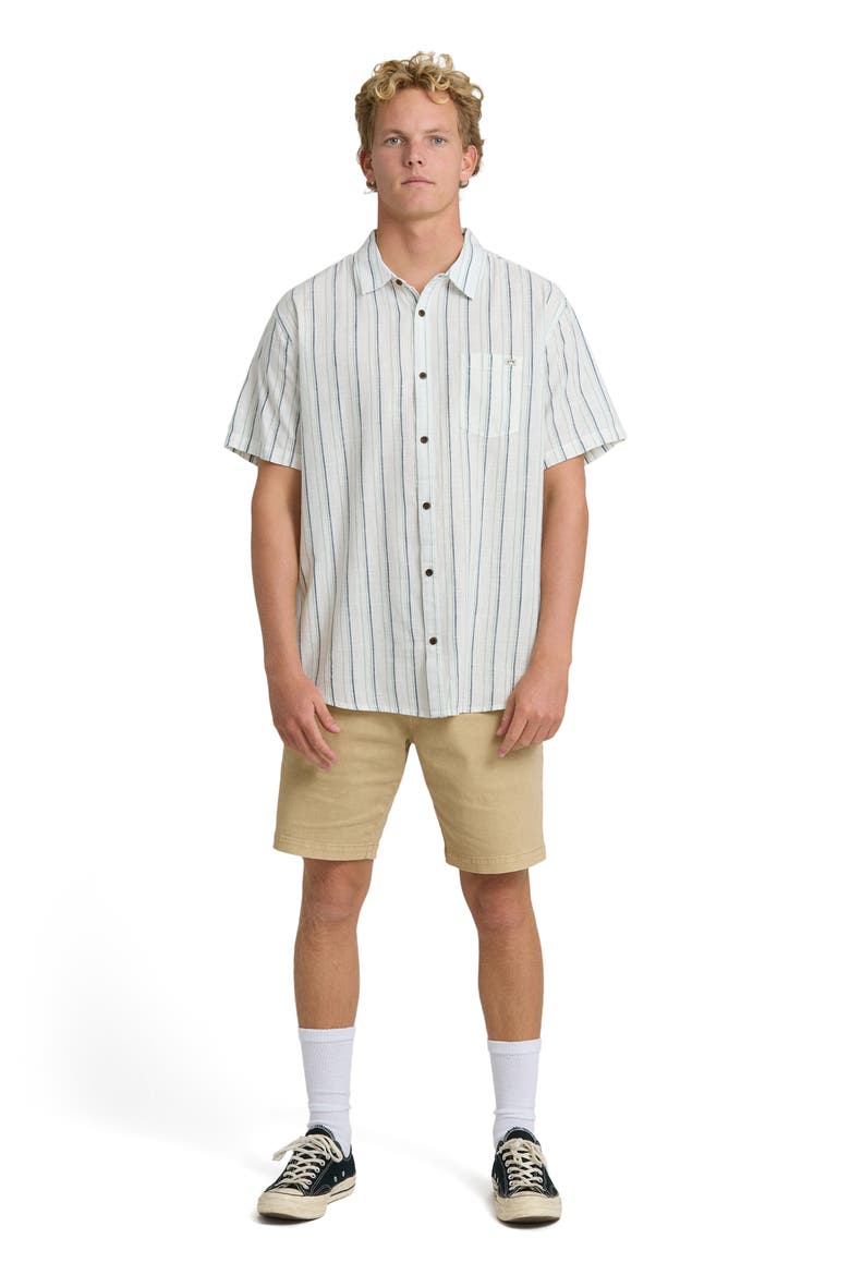 All Day Stripe Short Sleeve Button-Up Shirt, Alternate, color, CREAM