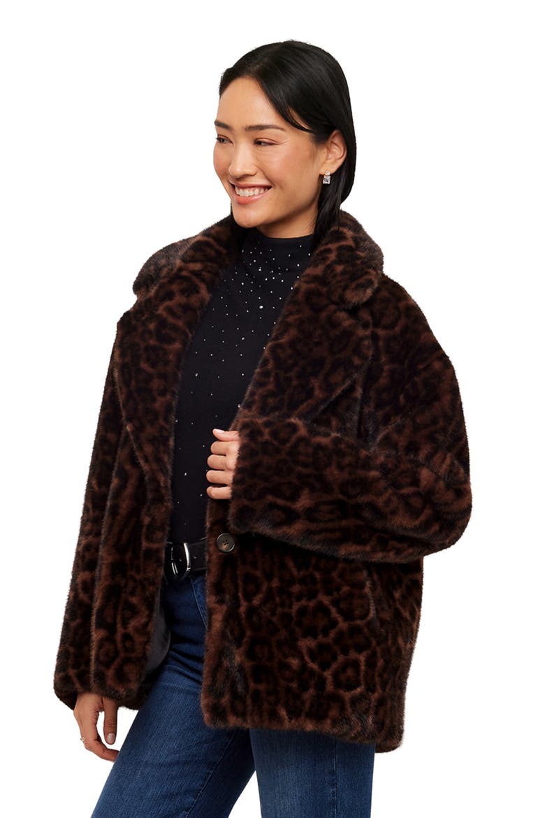 Leopard Print Faux Fur Coat, Alternate, color, LEOPARD