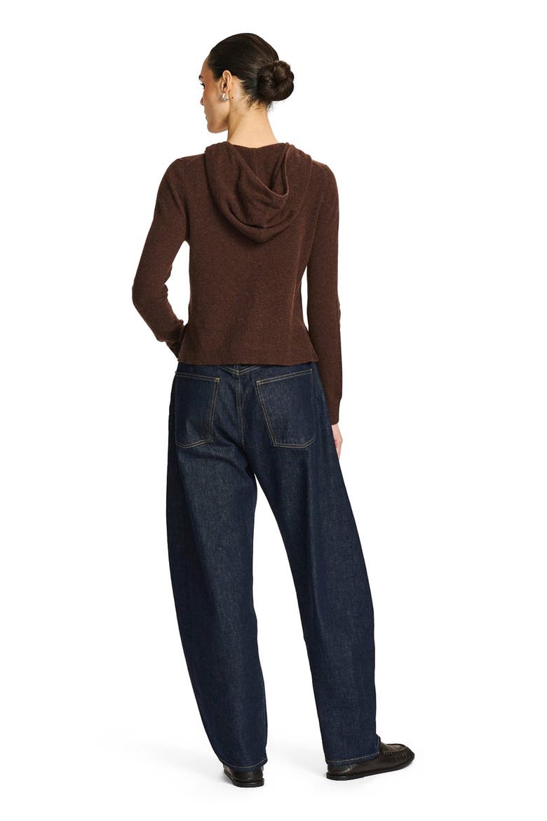 Signature Cashmere Cropped Zip Up Hoodie, Alternate, color, Chocolate