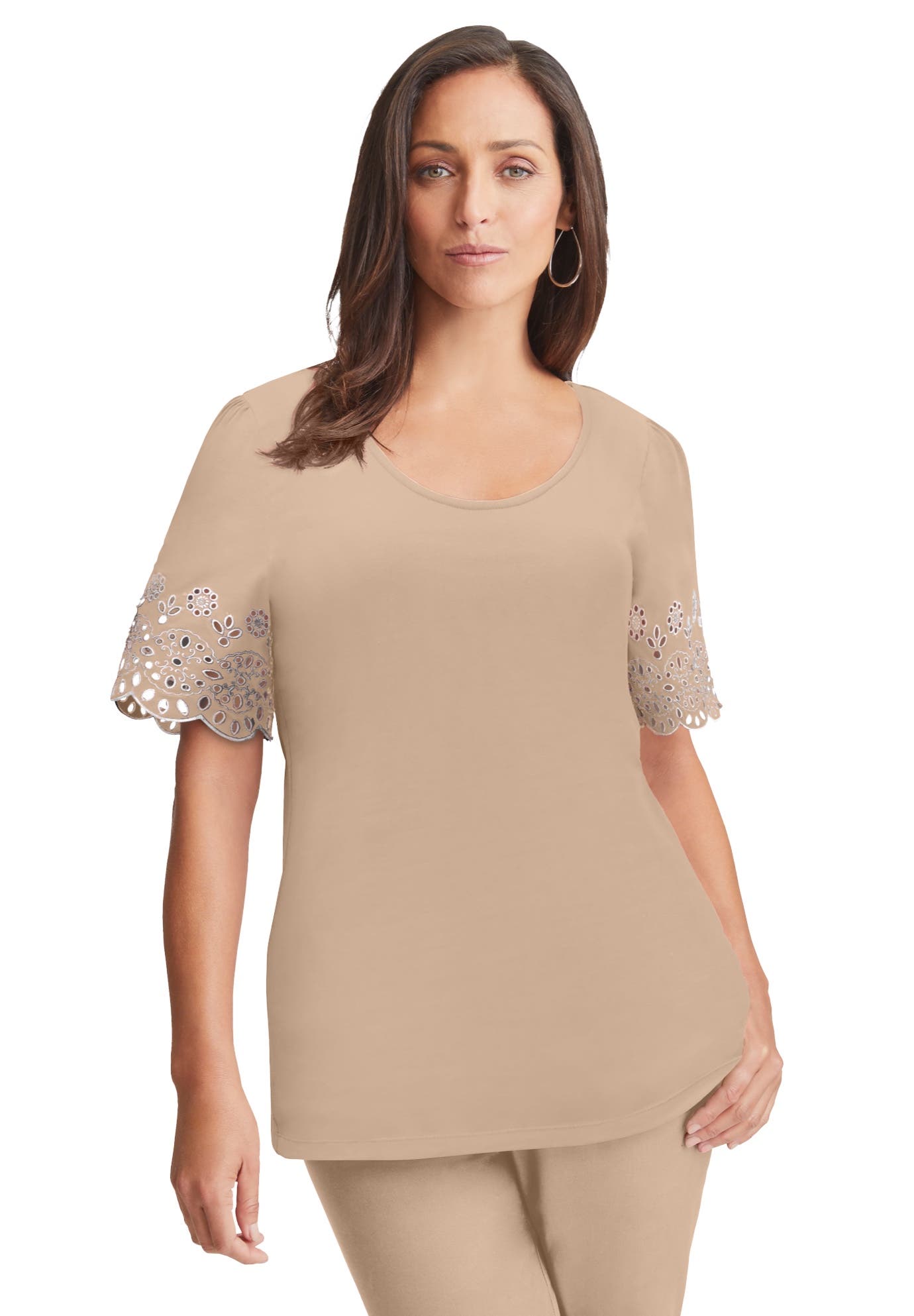 Eyelet Scoop-Neck Tee - image 3