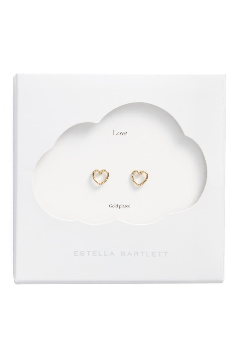 Small Open Heart Stud Earrings, Alternate, color, GOLD PLATED