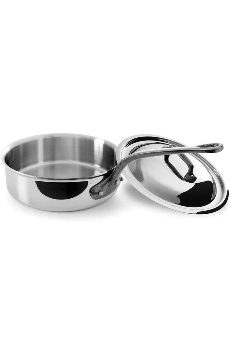 Mauviel M'Cook Ci Stainless Steel Saute Pan With Lid, 9.4 Inch, Main, color, Silver