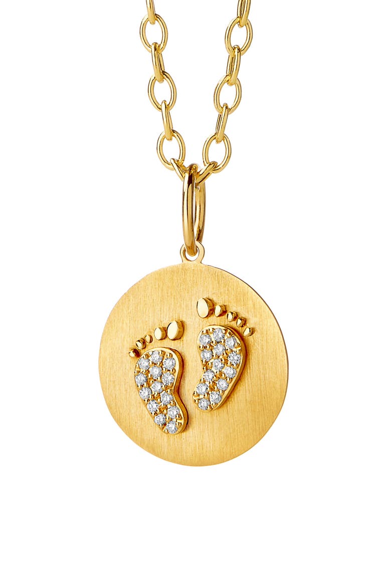 Tiny Footprints Charm, Main, color, Yellow Gold