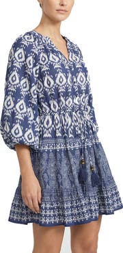 Change of Scenery Sam Balloon Sleeve Elastic-Waist Mini Shirtdress