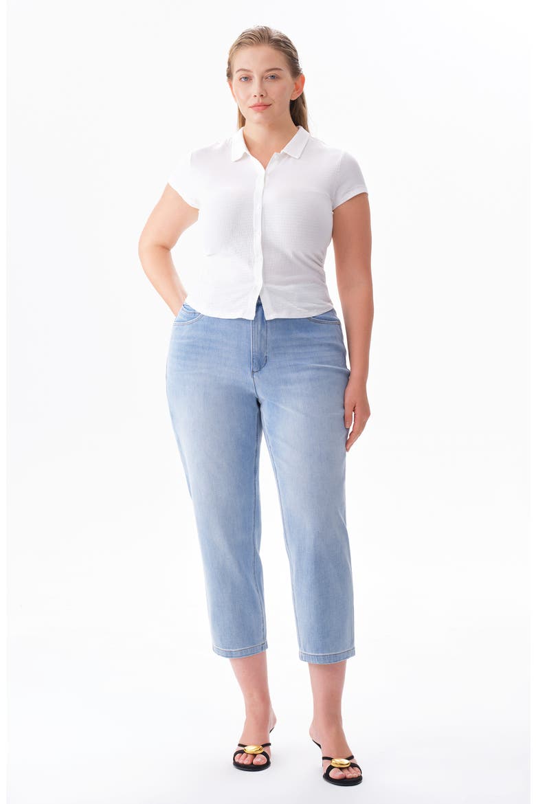 Super High Waist Crop Tapered Mom Jeans, Alternate, color, LIGHT BLUE