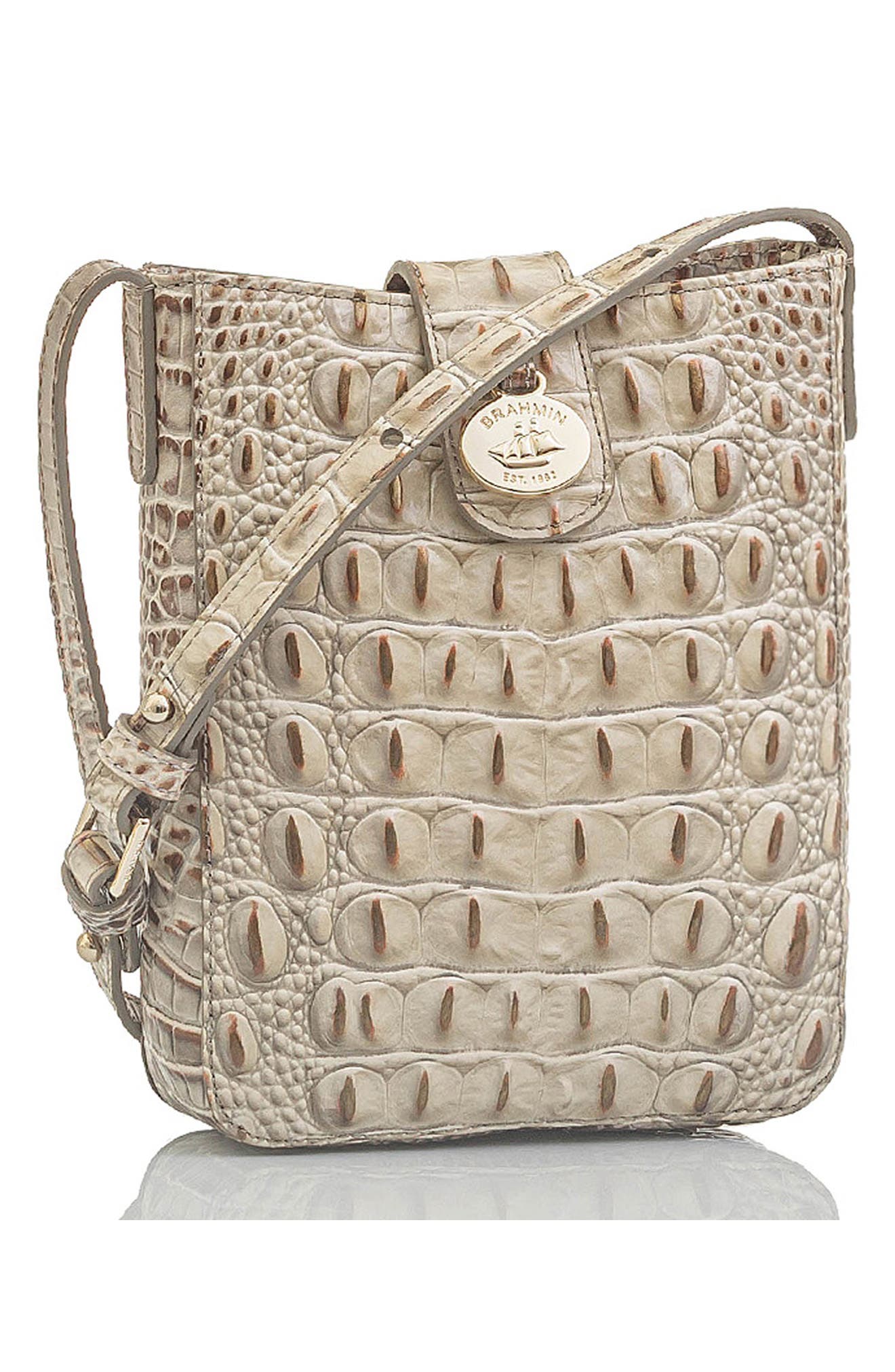 Brahmin Marley Croc Embossed Leather Crossbody Bag, Alternate, color, 