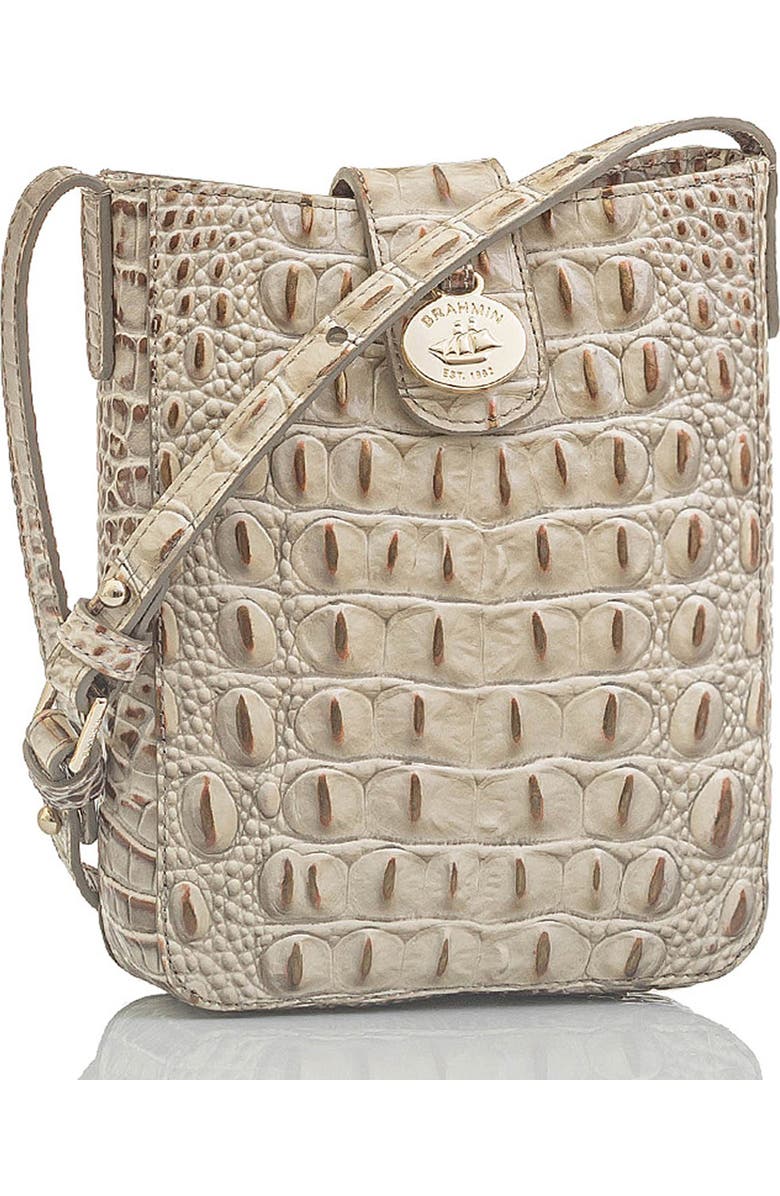 Brahmin Marley Croc Embossed Leather Crossbody Bag, Alternate, color,