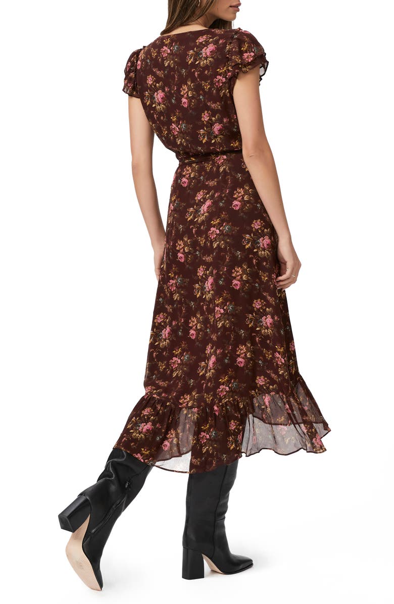 PAIGE Neroli Floral Print Faux Wrap Silk Maxi Dress, Alternate, color, Rsewoodmlt