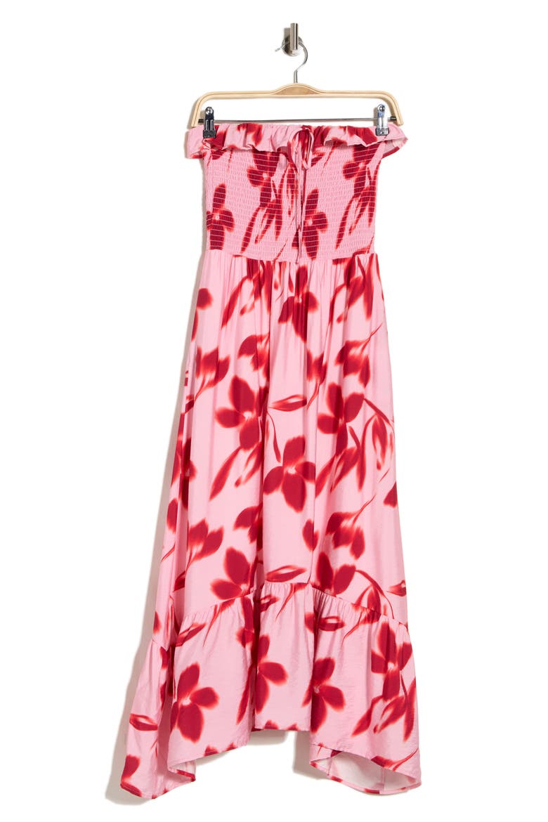 Strapless Midi Dress, Alternate, color, PINK FLORAL