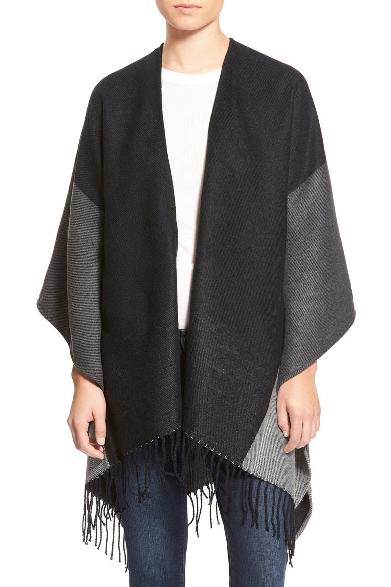 Colorblock Reversible Cape, Main, color, BLACK