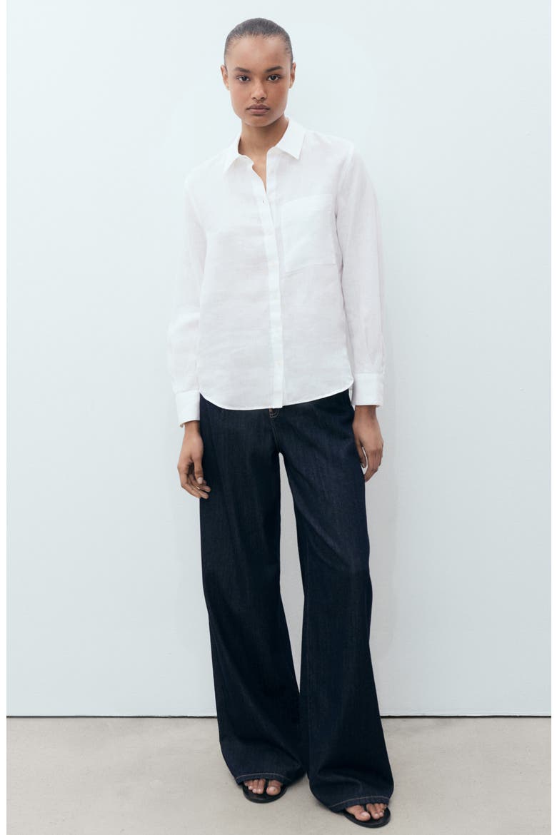 Linen Button-Up Shirt, Alternate, color, NATURAL WHITE