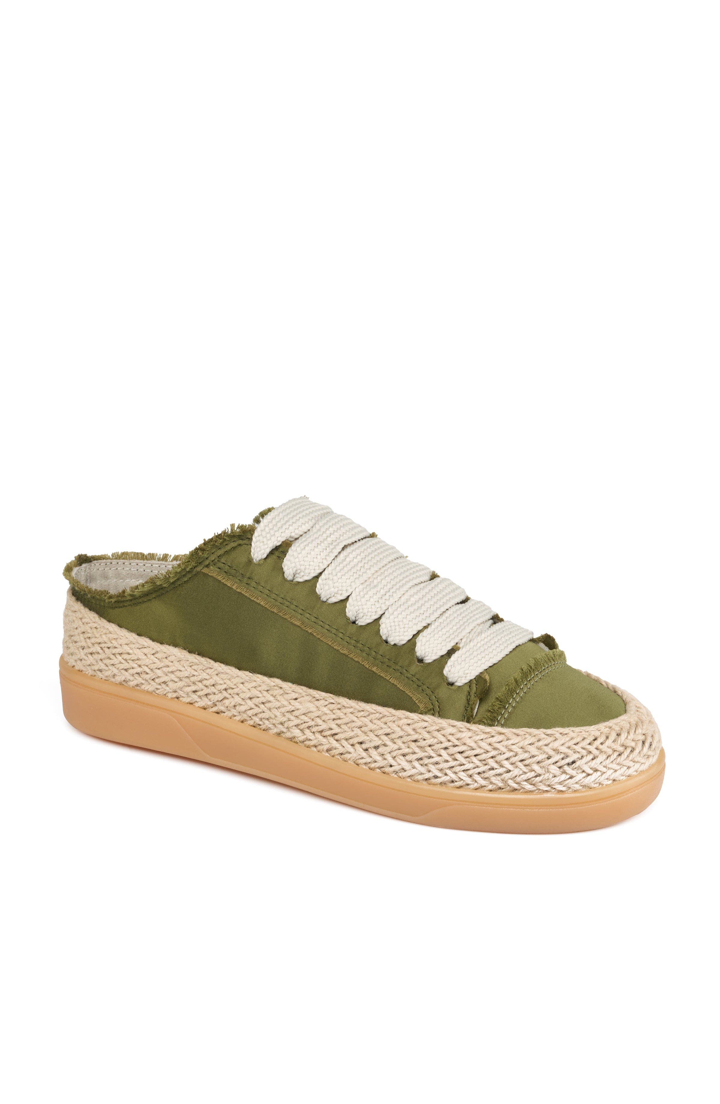 JSlides Footwear Henlen Satin Mule Sneaker, Main, color, Khaki