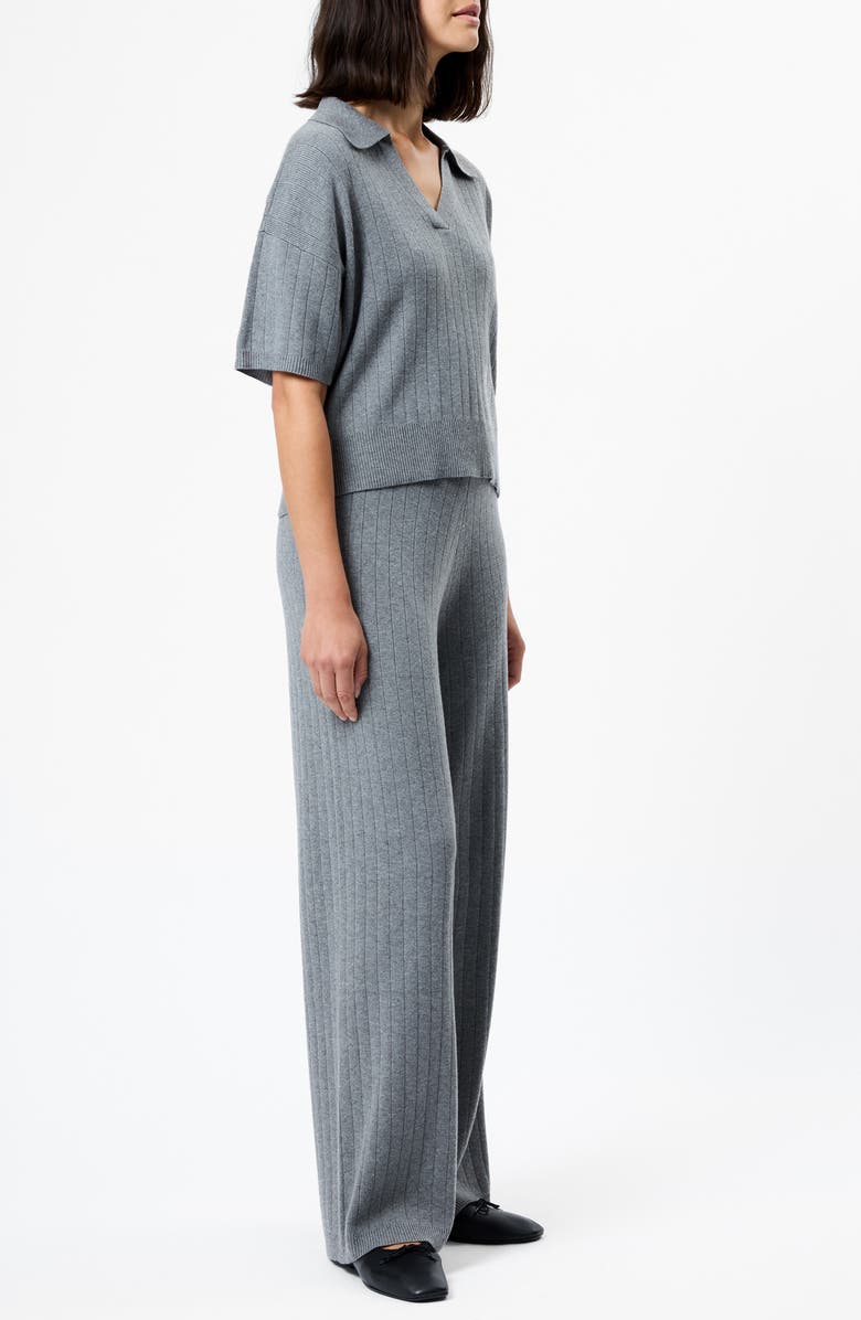 French Connection Javiar Rib Knit Wide Leg Pants, Alternate, color, Medium Heather Grey