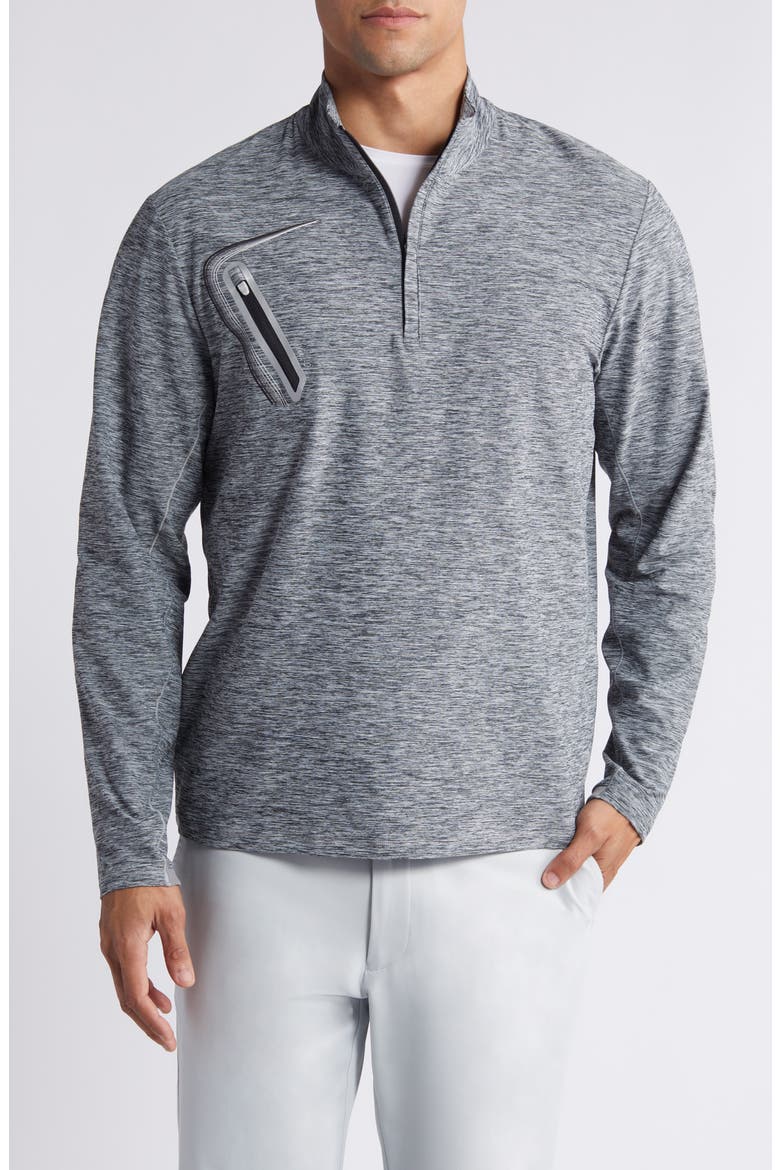 Sabino Quarter-Zip Performance Pullover, Main, color, HEATHER BLACK