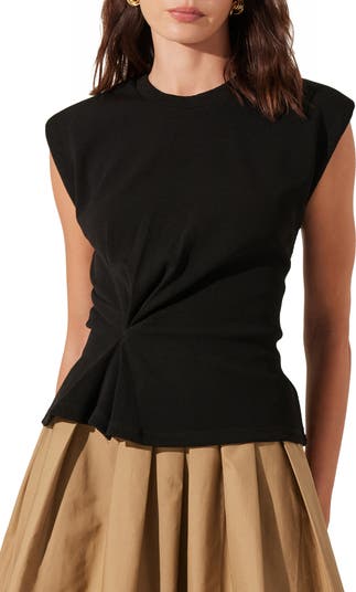 Cotton Tie Front Puff Sleeve Top