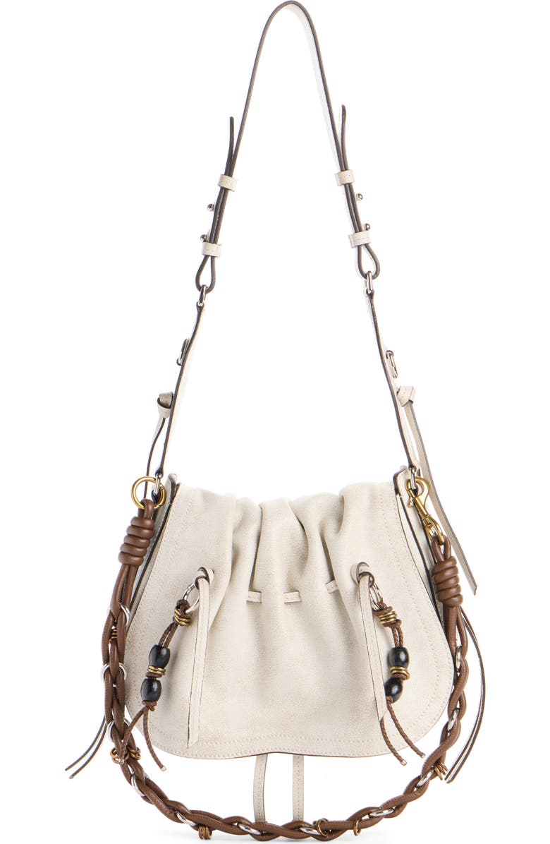 Isabel Marant Bolton Washed Leather Shoulder Bag, Alternate, color, Chalk