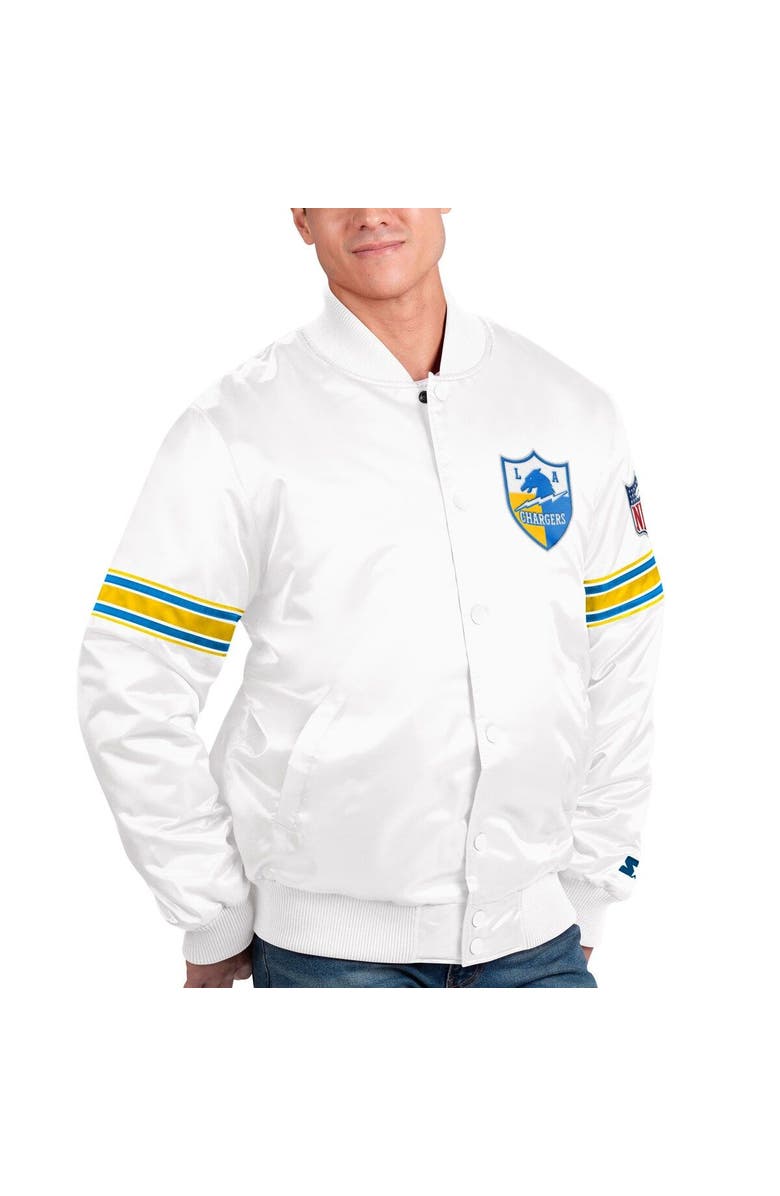 STARTER Men's Starter White Los Angeles Chargers The Power Forward Full-Snap Jacket, Main, color, 