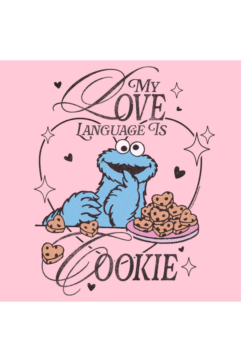 Girls Sesame Street My Love Language Is Cookies T Shirt, Alternate, color, Light Pink
