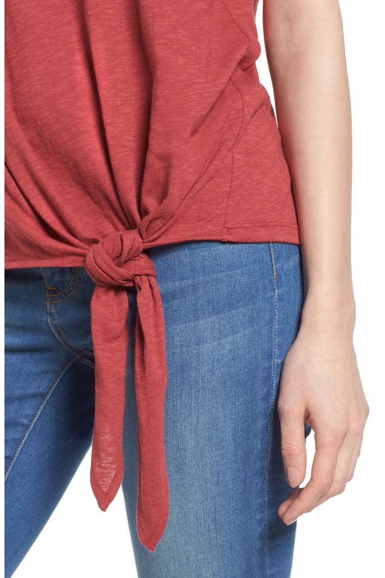 Tie Front Tee, Alternate, color, RED EARTH