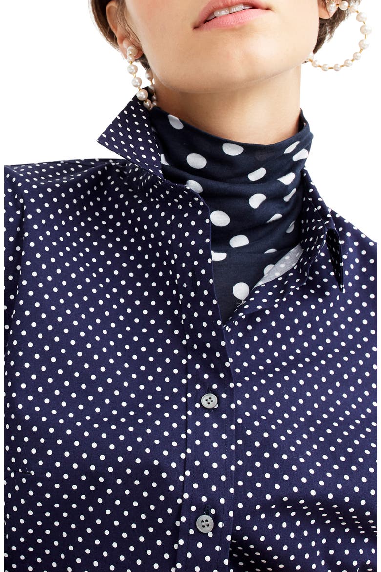 Polka Dot Slim Stretch Perfect Shirt, Alternate, color, NAVY WHITE