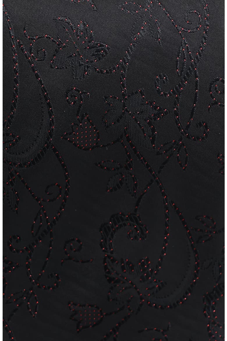 Sparkle Floral Print Tie, Alternate, color, BLACK/ RED