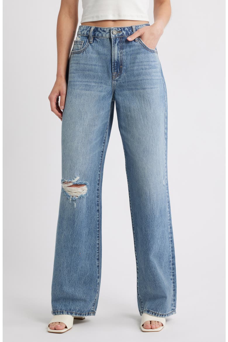 Distressed Wide Leg Dad Jeans, Main, color, MED.WASH