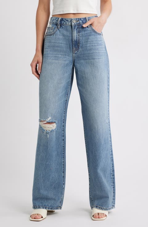 Distressed Wide Leg Dad Jeans
