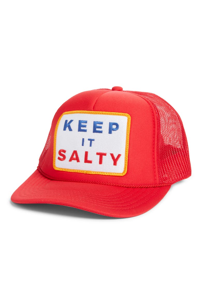Keep it Salty Patch Trucker Hat, Main, color, RED
