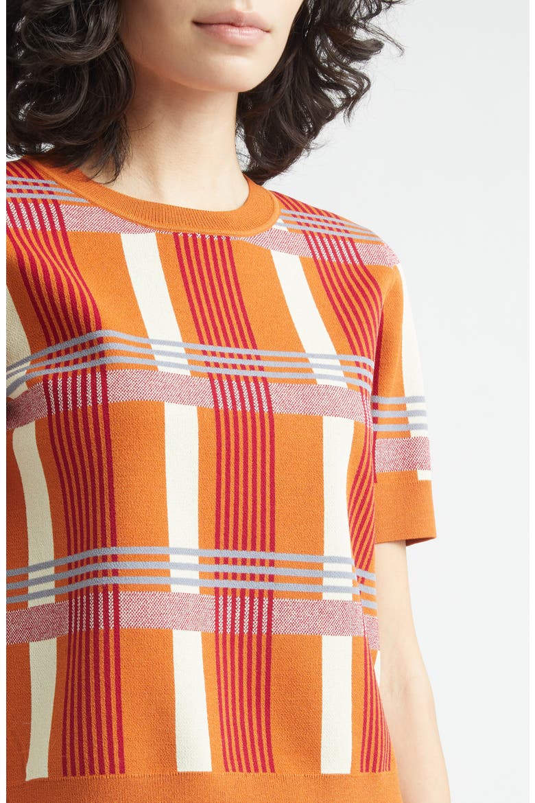 ZANKOV Leo Jacquard Check Short Sleeve Fitted Sweater (Women