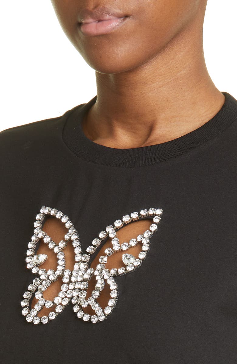 Area Crystal Butterfly Cutout T-Shirt, Alternate, color, Black