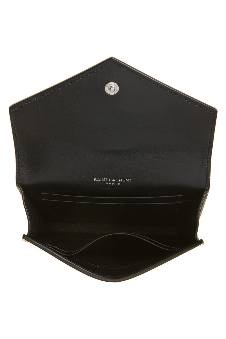 Small Cassandre Croc Embossed Leather Wallet, Alternate, color, NOIR