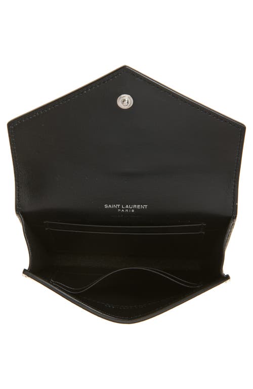 Saint Laurent Small Cassandre Croc Embossed Leather Wallet