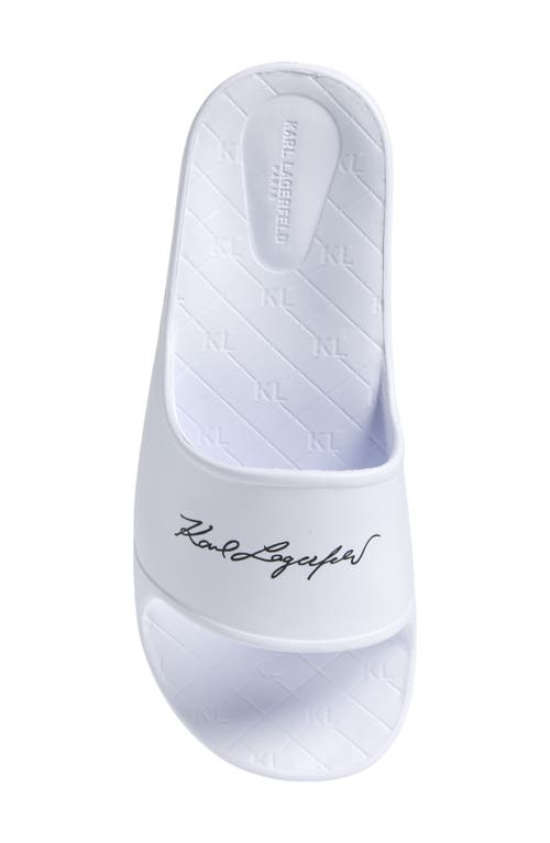 Karl Lagerfeld Signature Slide Sandal In White