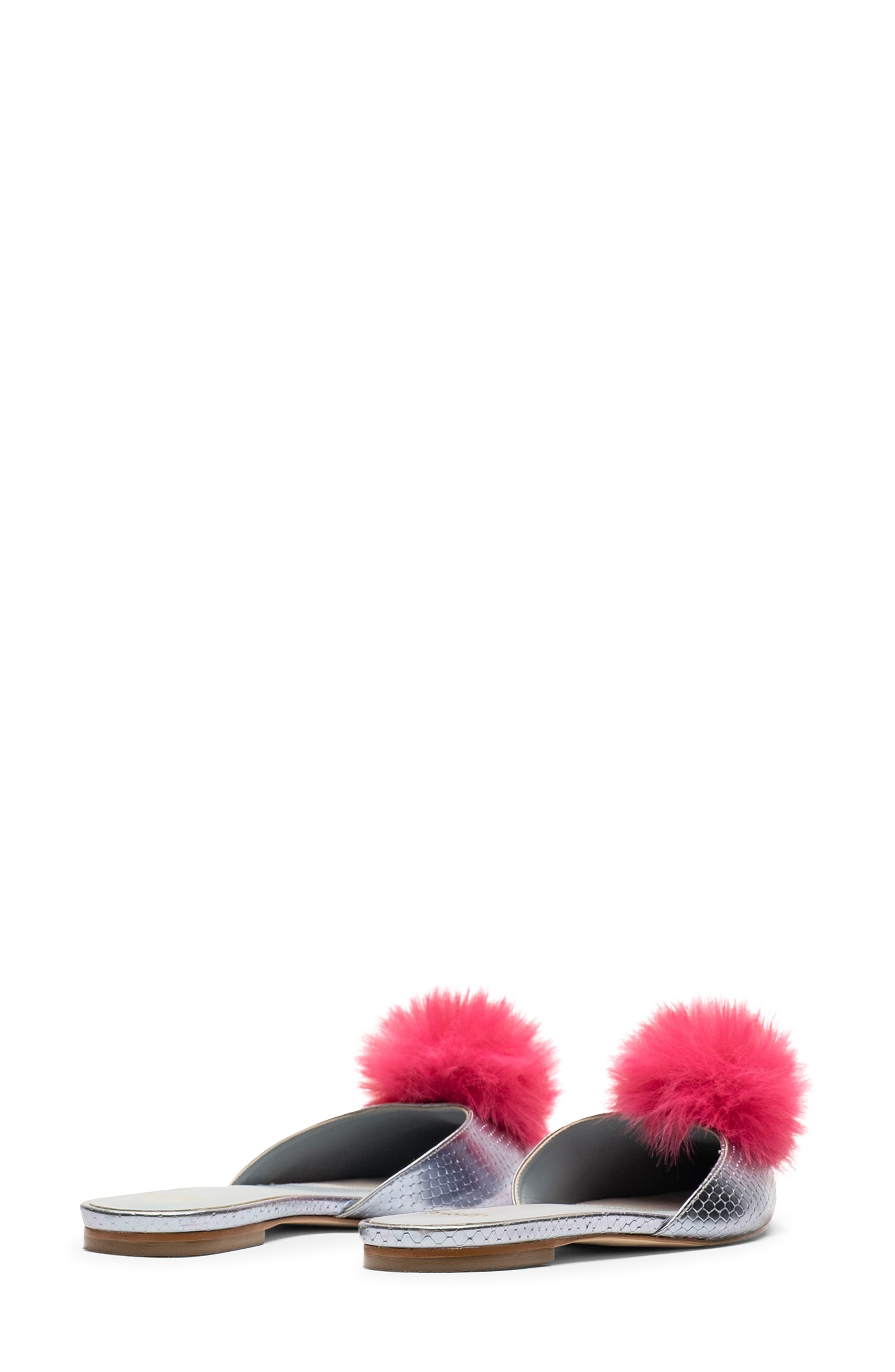 Frances Valentine Pauline Pom Pointed Toe Mule, Alternate, color, Light Blue W/ Red